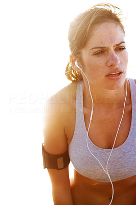 Exhausted woman taking breath after running