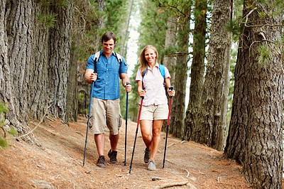 Couple hiking in the woods