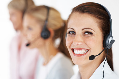 Young call center executive giving an attractive smile