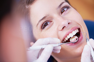 Closeup on healthy, white teeth