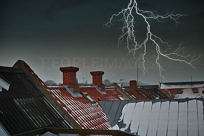 Roof tops of the city in bad weather