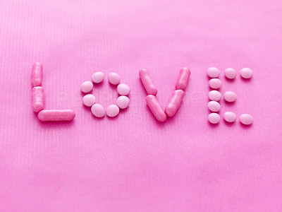 Word love formed by candy sweets