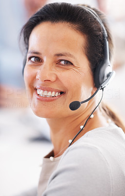 Customer service representative smiling