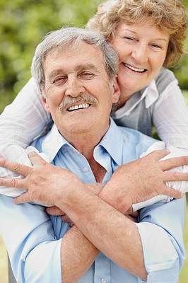 Portrait of a romantic old couple enjoying together