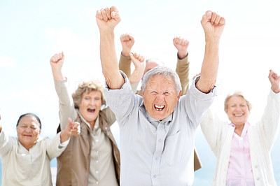 Victory - Group of old people with raised hand