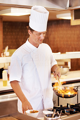 Male cook working in restaurant kitchen