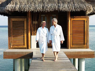 Happy mature couple in spa resort