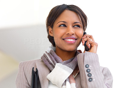 African american business woman talking on phone
