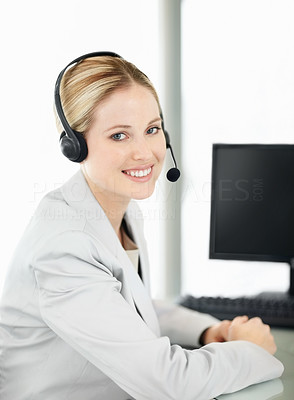 A friendly telephone operator in an office