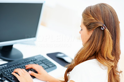 Sophisticated business woman using computer at the office
