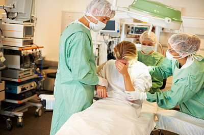 Anesthesia drowsiness - comforting female patient before the surgery