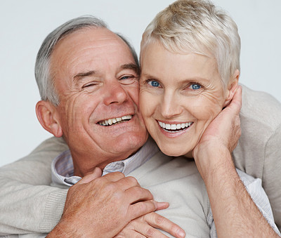 Closeup of a happy elderly couple enjoying themselves