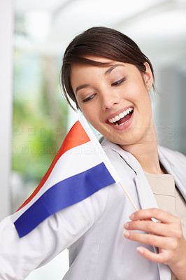 Pretty female with the Netherlands flag