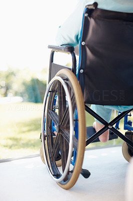 Rear view low section of a patient on a wheelchair