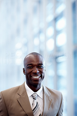 An African American business man smiling