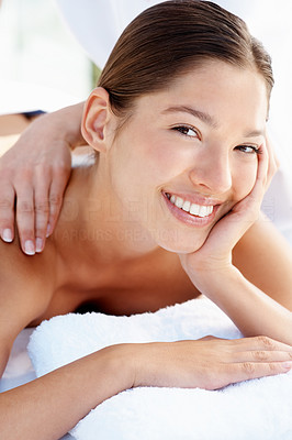 Luxury: Young woman getting a massage at the spa