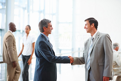 Confident business people shaking hands