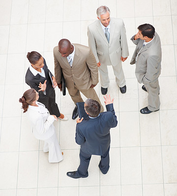 Top view of a group of business colleagues standing together