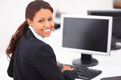 Young business woman using computer