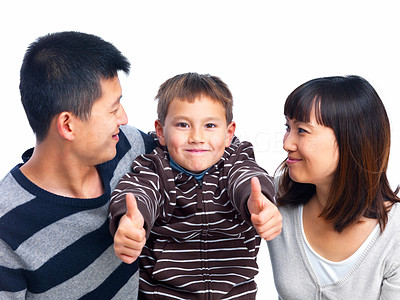 Successful asian child with his parents