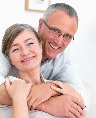 Relaxed Cosy romantic couple hugging at home