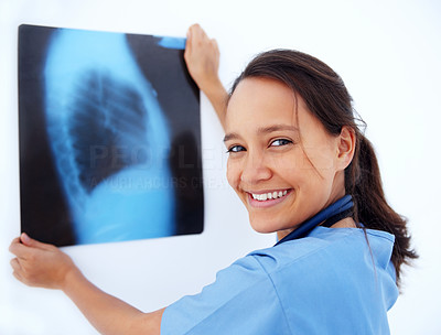Medical - Young femal nurse showing x ray