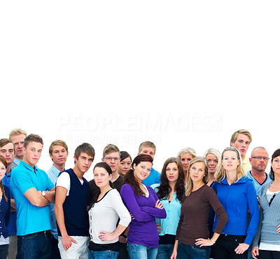 Group of casual modern people with copyspace