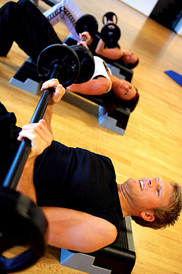 Weight training in a fitness center