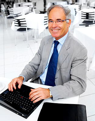 Older Businessman on a Break with his Laptop
