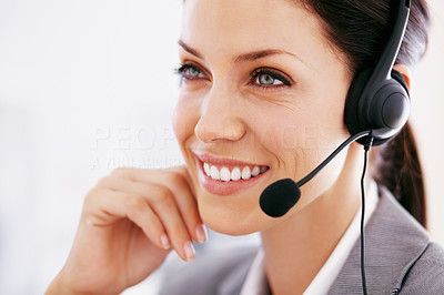 Smiling operator with headset