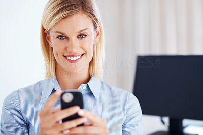 Business woman reading text message