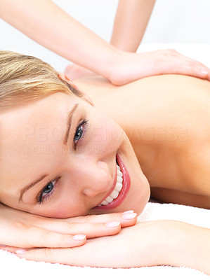 Getting a massage - smiling face