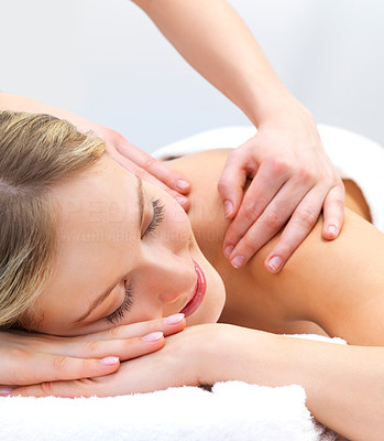 Getting a massage - smiling face