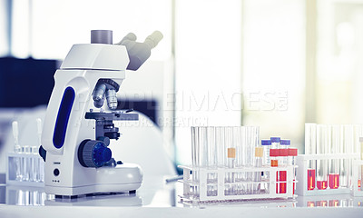 Buy stock photo Shot of a microscope in a laboratory