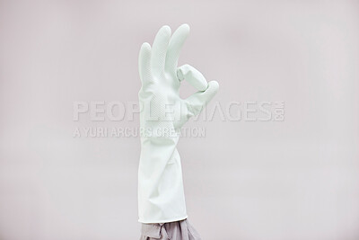 Buy stock photo Shot of an unrecognizable showing an okay gesture against a white background