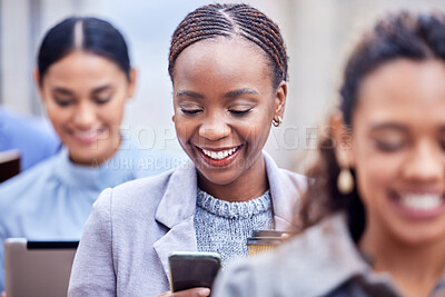 Buy stock photo Shot of a group of businesspeople in a line at work