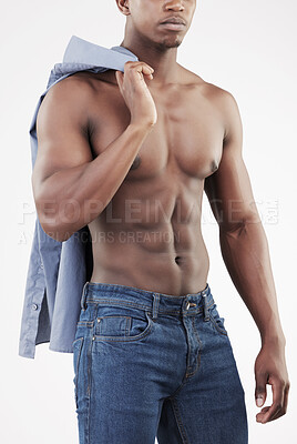 Buy stock photo Shot of a unrecognizable man against a studio background