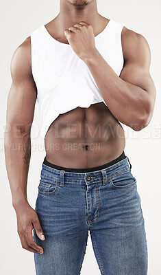 Buy stock photo Shot of a unrecognizable man against a studio background